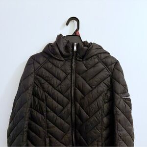 Black Quilted Hooded Jacket